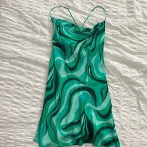 Zara Green Funky Silk Dress